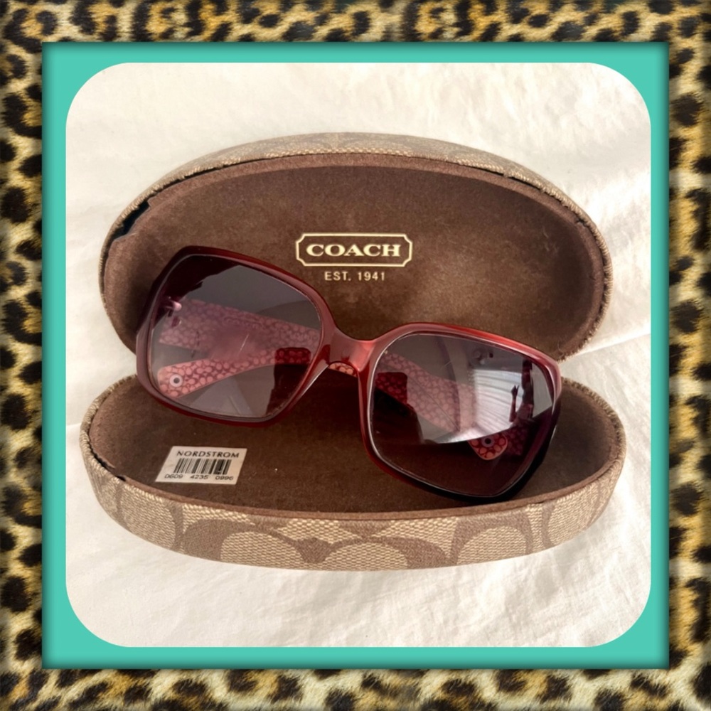 👑✅PRICE FIRM✅ Coach Women's Burgundy Sunglasses with Case